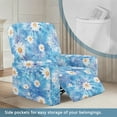 thumbnail image 2 of SCRAWLGOD Daisy Tie-Dye Blue Recliner Slipcover 4 Pieces Lazyboy Chair Covers for Reclining Chair with Pocket Stretch Couch Cover 1 Seat Recliner Sofa Slipcovers for Living Room, 2 of 7