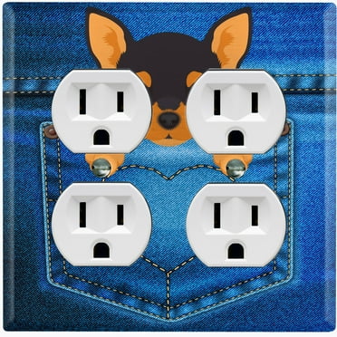 Metal Light Switch Plate Cover Cute Chihuahua Puppy Dog Pocket DOG006