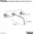 thumbnail image 2 of Kohler  9 in. 90 deg Purist Wall-Mount Lavatory Trim with Lever Handle & Spout, 2 of 3