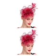thumbnail image 1 of Minnieouse Tocado de boda con flores para el pelo, mano de obra fina, exquisito adorno europeo, colgante de cabeza multiusos, púrpura-rojo Rojo púrpura 2piezas, 1 of 6