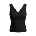 thumbnail image 4 of Arlun Plus Size Womens Sleeveless Tank Tops 2026 Elegant Solid Color Scallop V-Neck Vest Top Summer Casual Lightweight Comfortable Basic Tee Shirts for Daily Wear Black L, 4 of 4