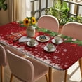 thumbnail image 3 of Red Gnomes Christmas Table Cloths for 3 Foot Rectangle Tables, Xmas Weeping Balls Snowflake Patio Waterproof Elastic Fitted Tablecloths, Washable Rectangular Table Cover for Camping, 3 of 8