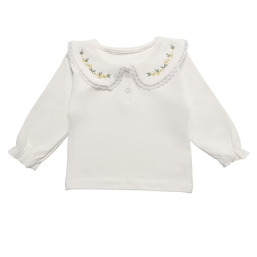 KyCheLot Toddler Baby Girls Blouse Cute Doll Collar Solid Color Long Sleeve Casual T-Shirts 6 Months-4 Years