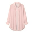 thumbnail image 4 of Valueadd Women's Long Sleeve Shirts Solid Color Tops Long Loose Thin Shirts Blouses Tops Plus Size, 4 of 5