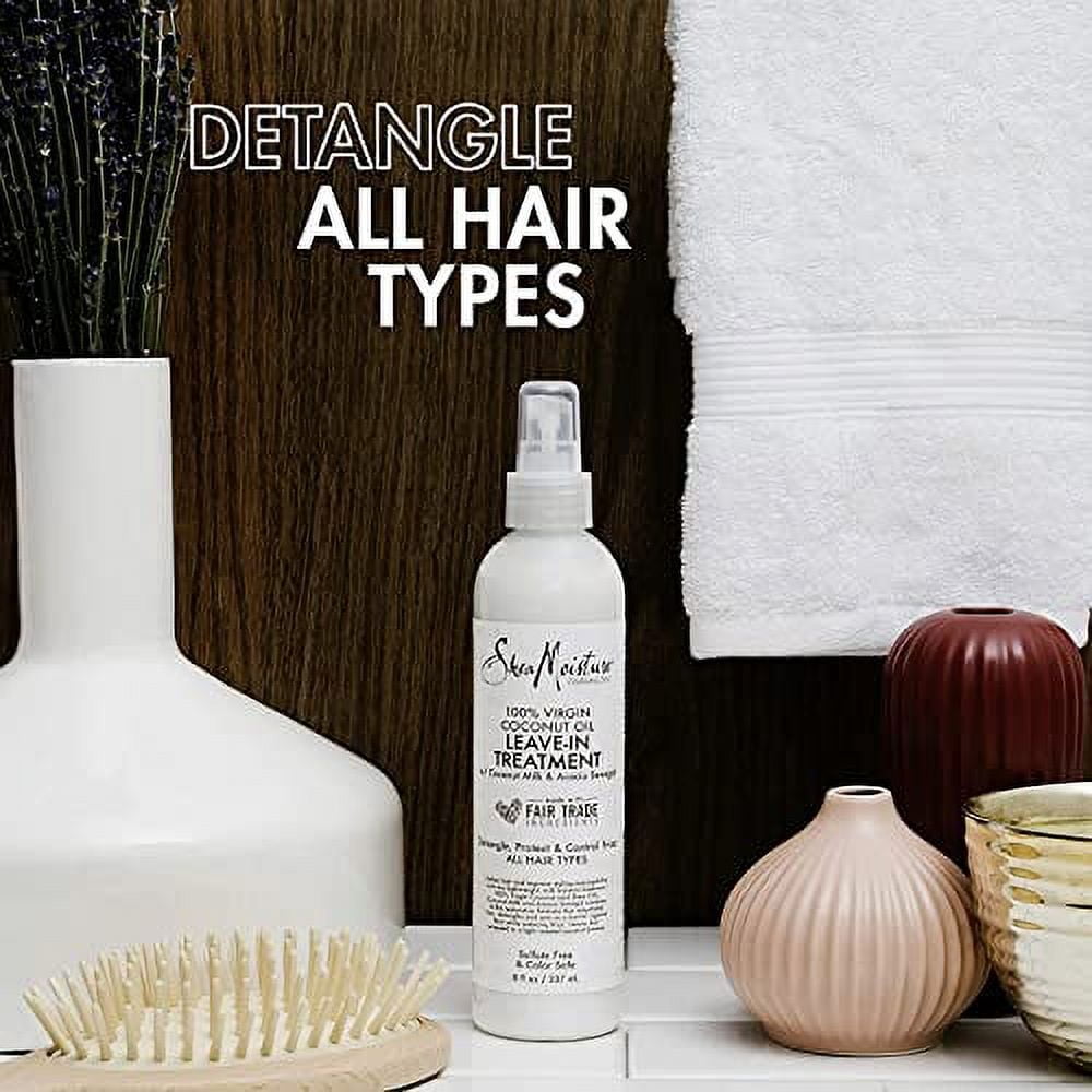 SheaMoisture Curly Hair Products, Leave in Conditioner Spray, 100% Virgin Coconut Oil, Hair Care, Detangler Spray, Shea Butter and Coconut Milk, Anti Frizz Hair Products (Pack of 2-8 Fl Oz Ea)