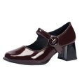 thumbnail image 1 of NECHOLOGY Zapatos Botines para mujer Ocio de las mujeres Four Seasons Cuero artificial Color sólido Antideslizante Tacón cuadrado Punta cuadrada Transpirable Hebilla Correa Zapatos perezosos (A 8), 1 of 7