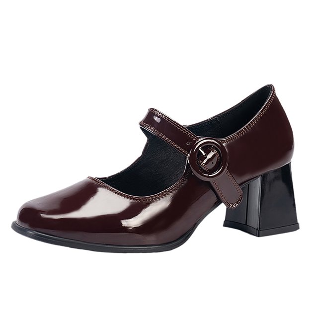 NECHOLOGY Zapatos Botines para mujer Ocio de las mujeres Four Seasons Cuero artificial Color sólido Antideslizante Tacón cuadrado Punta cuadrada Transpirable Hebilla Correa Zapatos perezosos (A 8)
