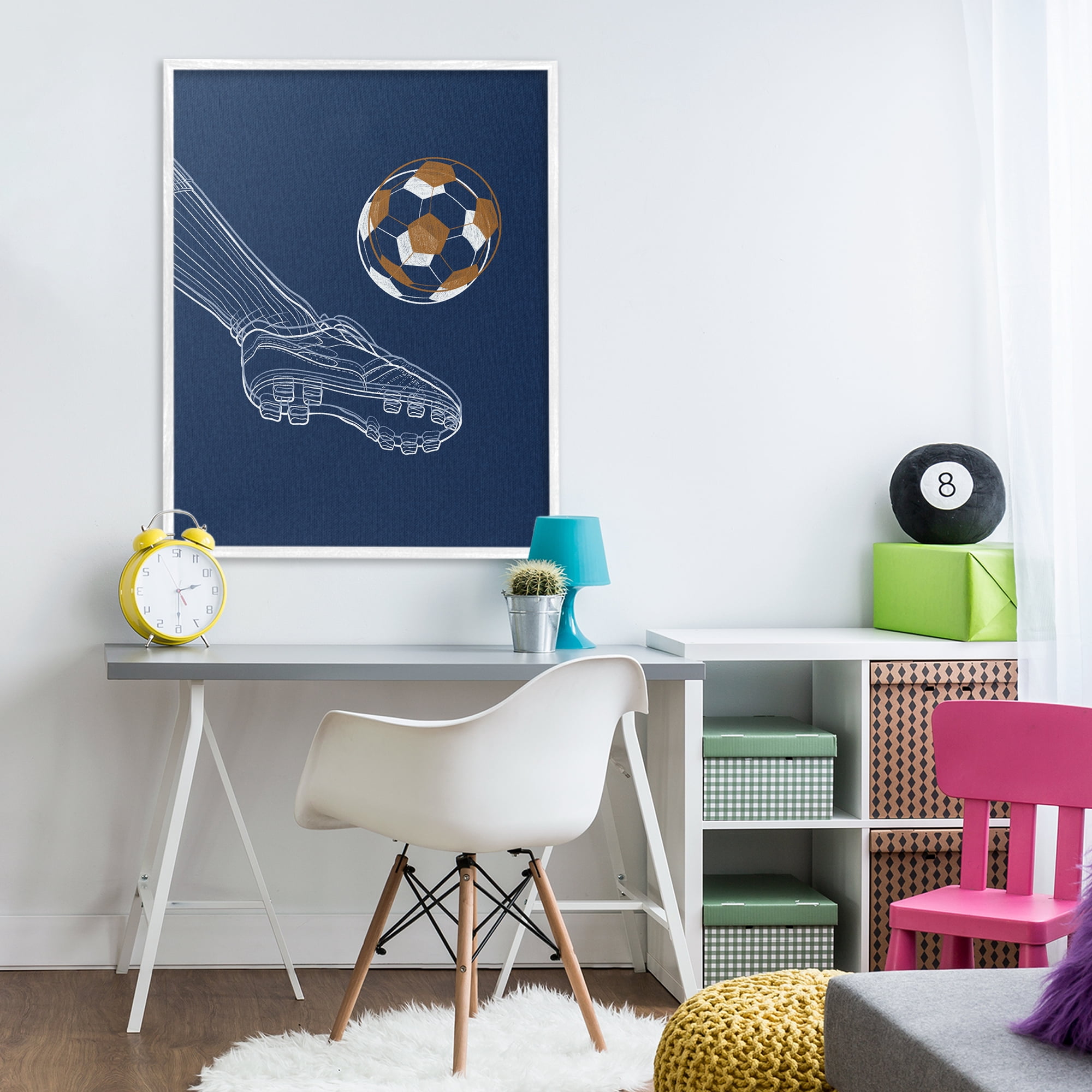 Stupell Industries Soccer Lines Contour White Framed Giclee Art, design by Marcus Prime