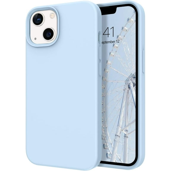 for iPhone 13 Mini Case Silicone Soft Gel Rubber Cover Shockproof Protective Phone Cases for iPhone 13 Mini 5.4 Inch, Light Blue