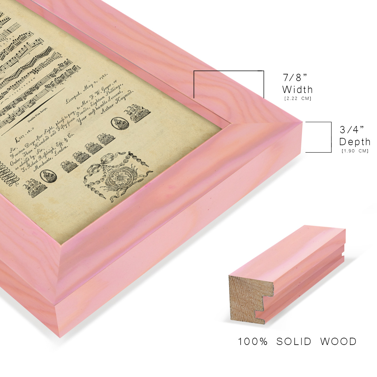 Deckled Encyclopediae V (AS) -Framed Print w/glass-Sunset Pink