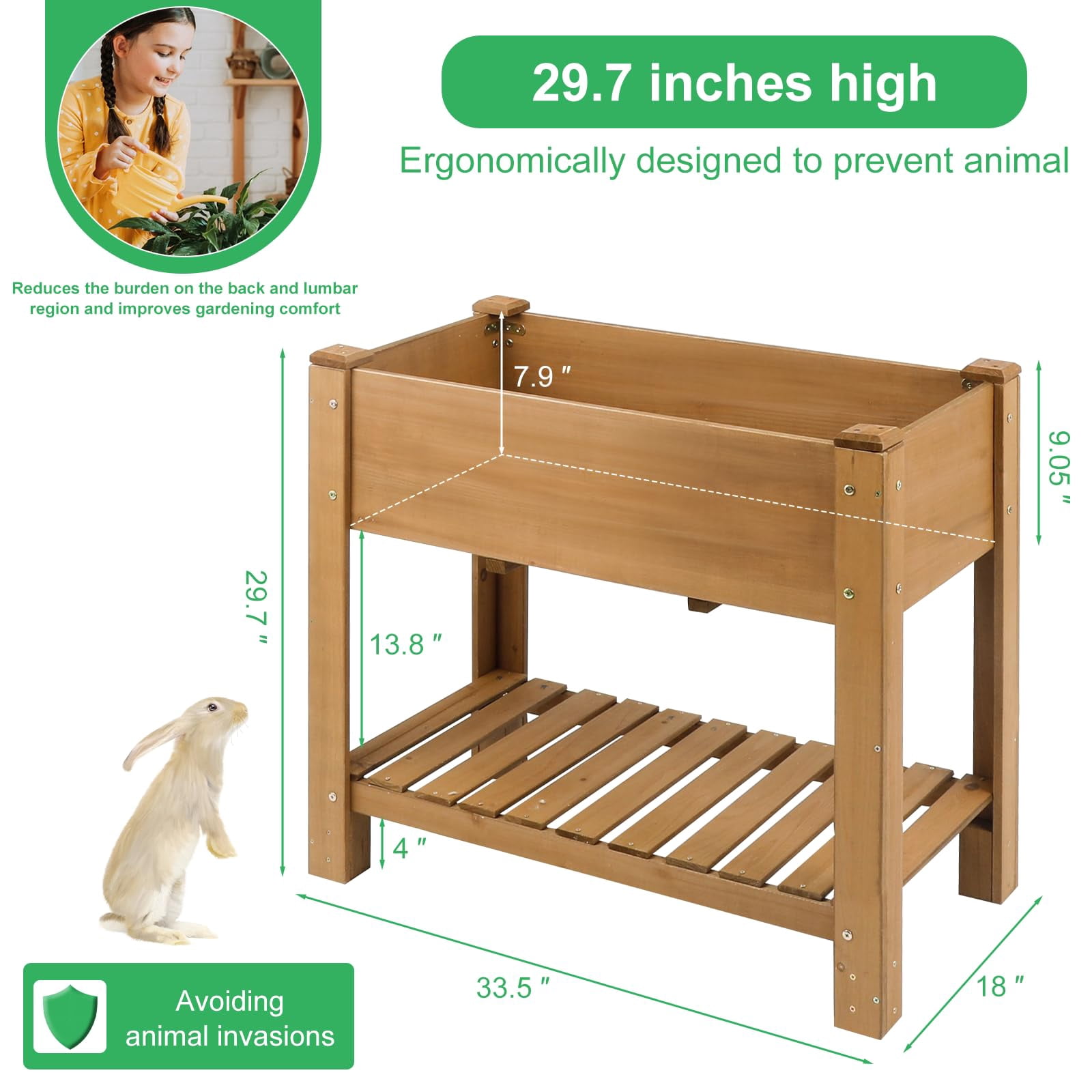 Gowoodhut Raised Garden Beds Outdoor With Legs Wood Elevated Garden Box With L-Connection Tabs Storage Shelf Leg Reinforcement