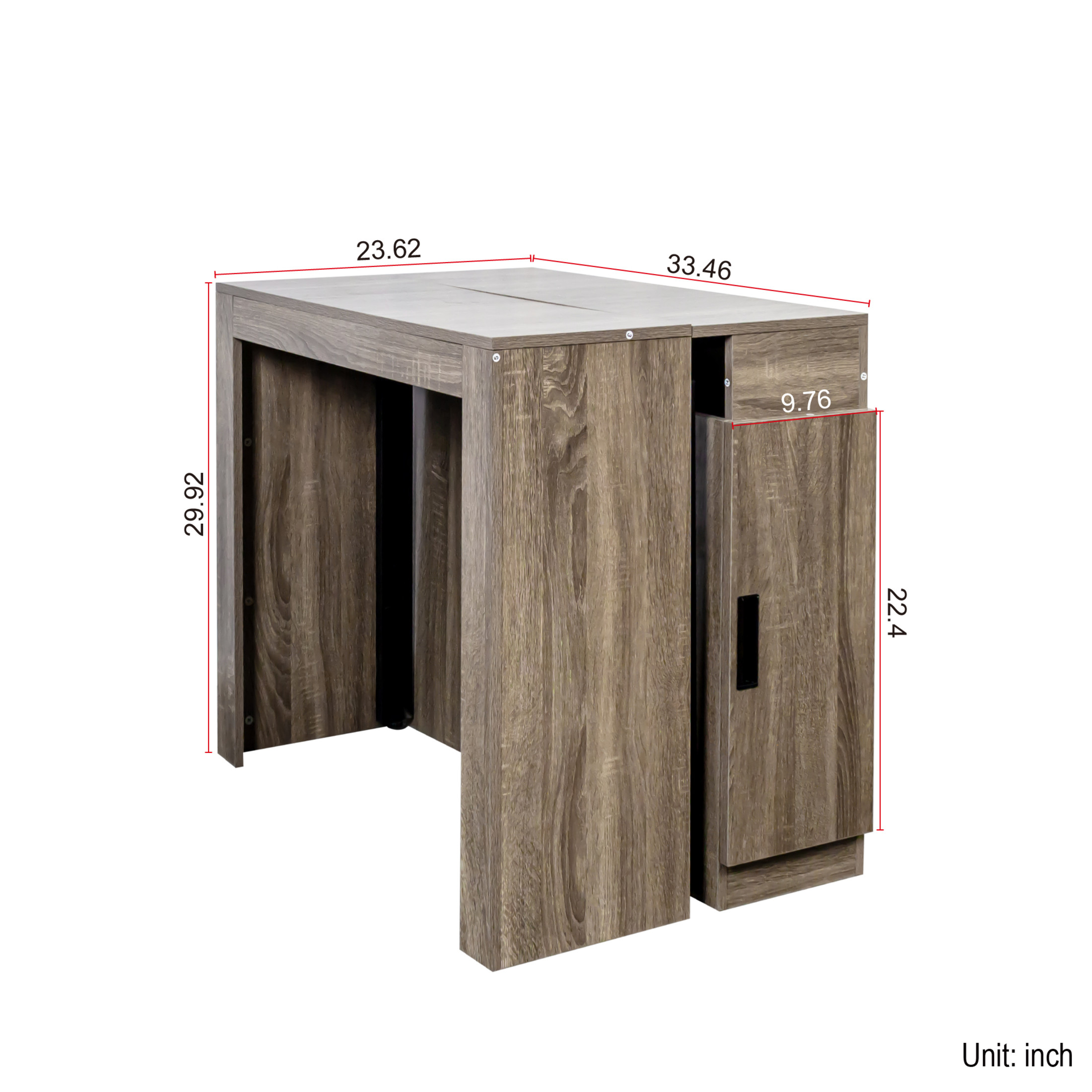 Noble House 118" Extendable Dining Table, Console-to-Table with Outlet, 5 Leaves & Panel Storage, Brown