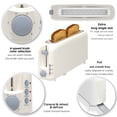 thumbnail image 4 of White 2-Slice Slim Toaster - 10" Long Slot for Bagels & Artisan Bread, 6 Shade Settings, Cancel/Reheat/Defrost, Removable Crumb Tray, Auto Shut-Off, 4 of 8