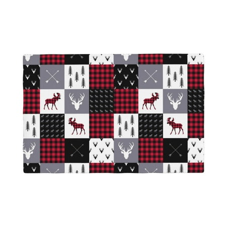 

Placemats Set of 4 Buffalo plaid Elk arrows deer moose Heat Resistant Non - Slip Place mats Waterproof table mat for Kitchen Dining-6片装