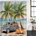 thumbnail image 2 of Summer Palm Trees Bathroom Shower Curtains with 12 Hooks Polyester Waterproof Shower Curtain for Stalls and Bathtubs Beach Fall Pumpkins Seaside Vintage Car Decorative Bathroom Curtain 72"x72", 2 of 9