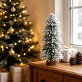 thumbnail image 4 of Mini Christmas Trees,Artificial Christmas Tree Bottle Brush Tree with Wooden Base,Snow-Covered Mini Xmas Tree Holiday Table Centerpiece,Lightweight Snowy Xmas Tree Decor for Mantel,Desk,Home, 4 of 4