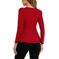 thumbnail image 3 of INSPIRE CHIC Women's Tops Long Sleeves Scoop Neck Casual Peplum Shirts S Red, 3 of 5