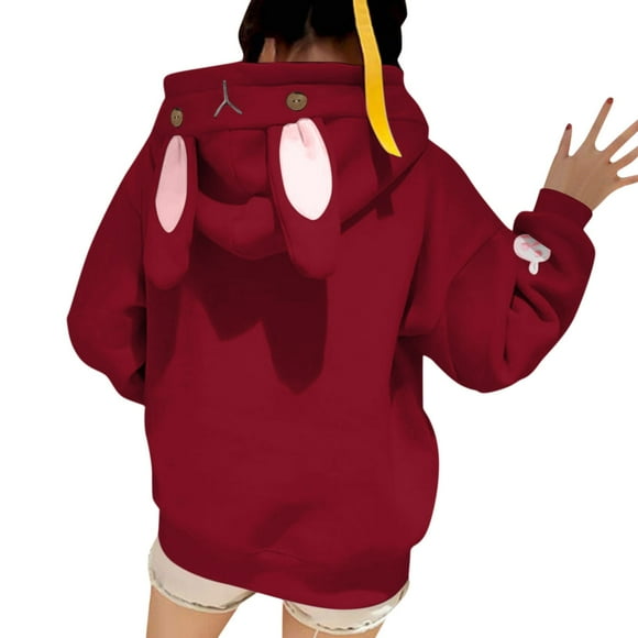 2025 Casual Sweatshirts for Womens Hoodie for Women Rabbit Ears Hoodies Fall Space Hoodies for Women Long Sleeve Casual Sweaters Drawstring