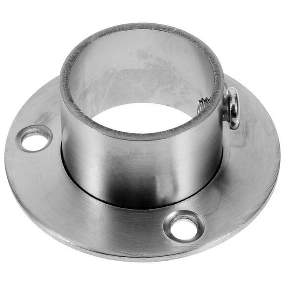 FOMIYES 1Pack Closet Rod Base Round Cylinder Stainless Steel Heavy Duty Closet Pole Holder Silver