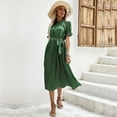 thumbnail image 2 of Sngxgn Women Summer Bodycon Backless Maxi V Neck Dress(Green,L), 2 of 9