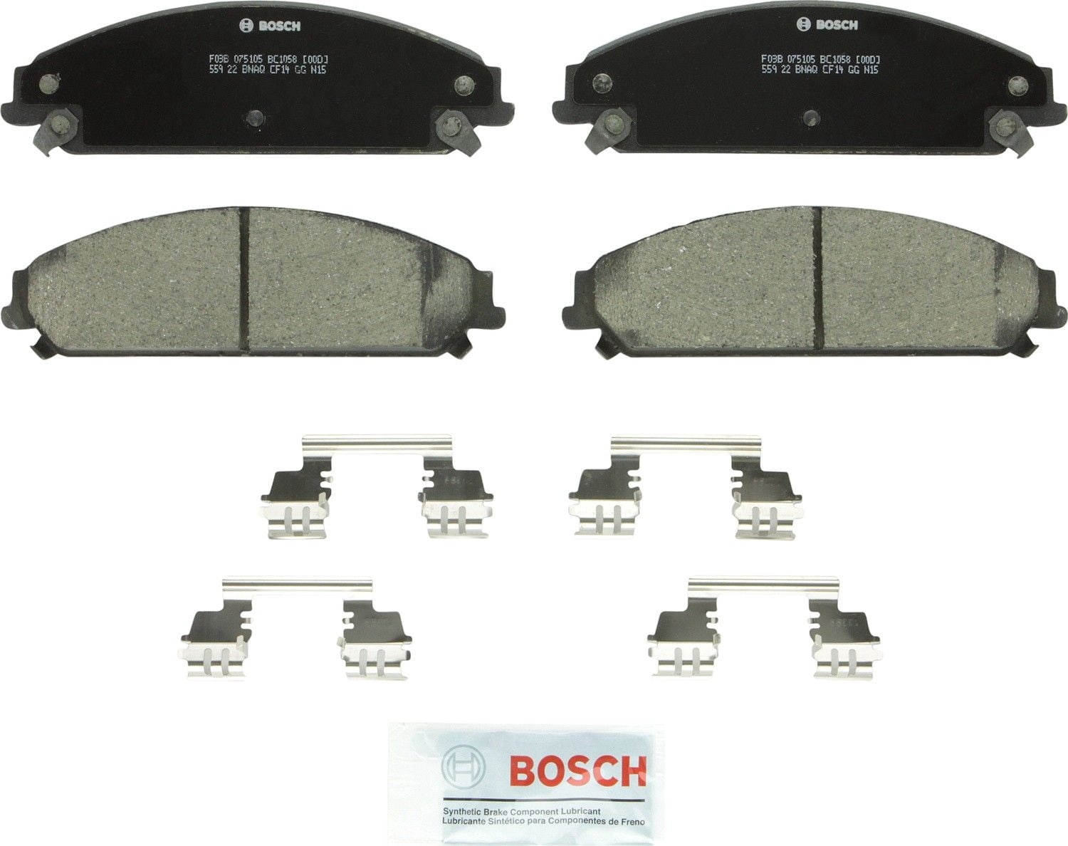 Bosch Quiet Cast Ceramic w/Hardware Brake Pad Set, and Shims