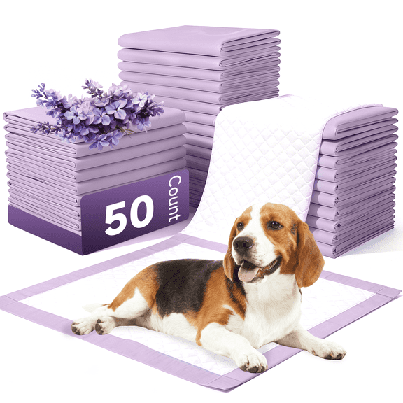 Woonono Puppy Pads Training Pads, Lavender,22 in x 22 in, 50 Count Disposable Dog Pee Pet Pads