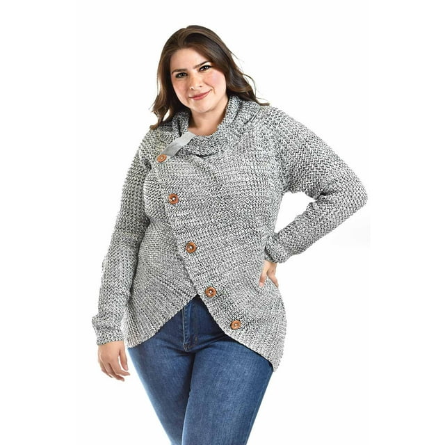 Sueter envolvente Roman Fashion / Tallas Extras, 100 (Gris)) gris 36