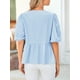 thumbnail image 2 of Blusa PRETTYGARDEN para mujer con lazo en la parte delantera a rayas 2025, azul claro, 2 of 9