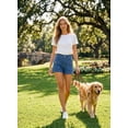 thumbnail image 5 of SHEWIN Women's Jean Shorts High Waisted Denim Shorts Casual Loose Fit Stretchy Double Button Fly Summer Pants with Pockets Blue, 5 of 10
