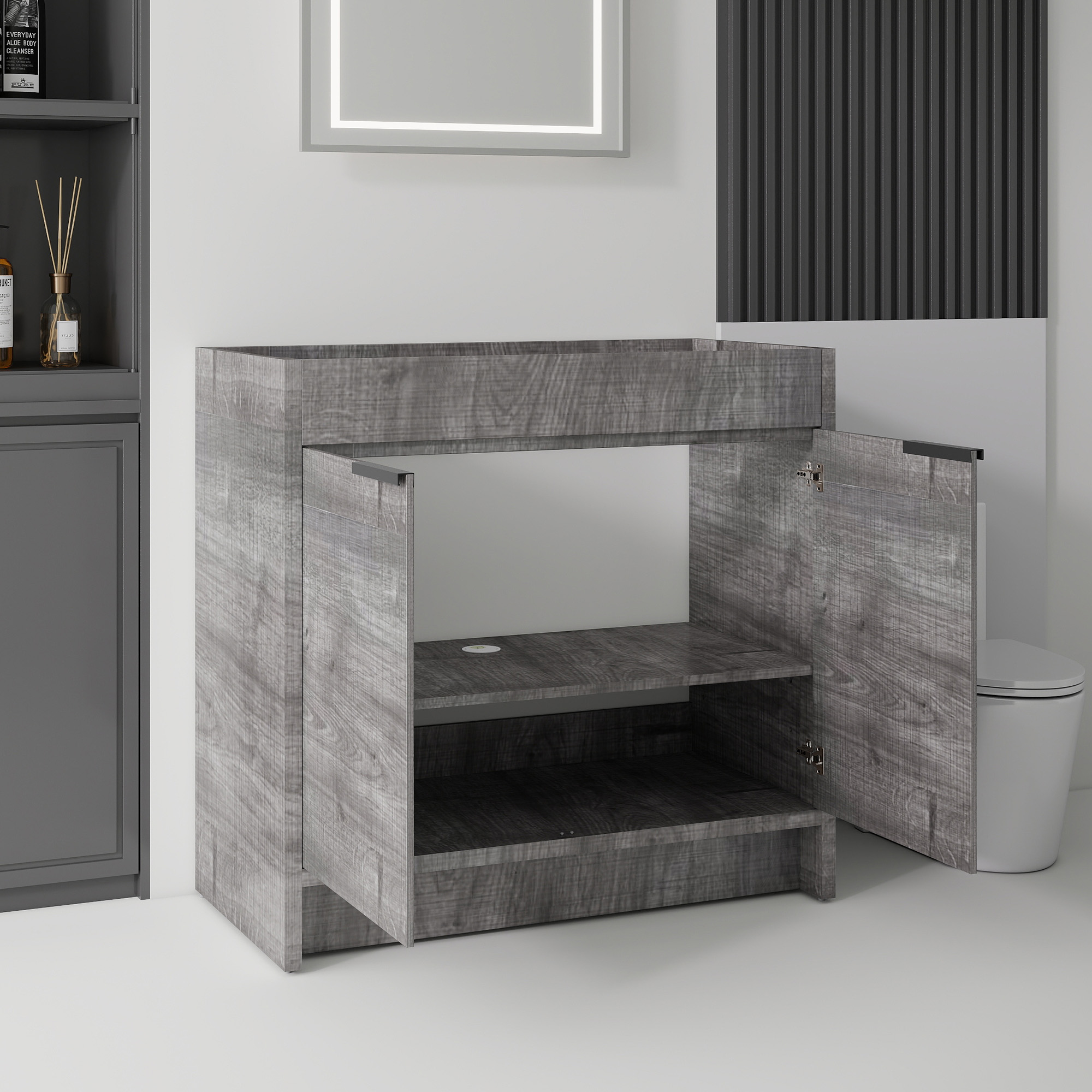 Leumius 30" Freestanding Bathroom Vanity Cabinet with Soft-Close Double Doors,Modern Bathroom Vanity,Spacious Interior Storage,Cabinet Only,Grey