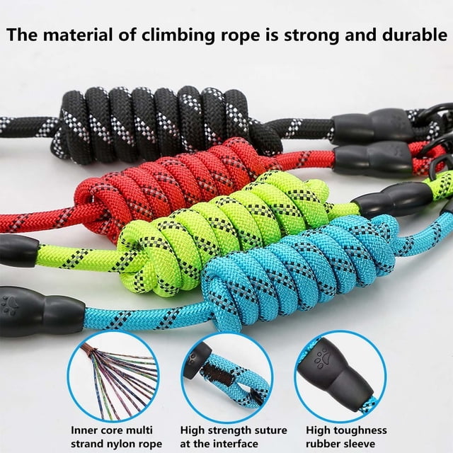 Fiudx Correa Resistente para Perros, Asa Acolchada y Cómoda, Hilos Reflectantes de Seguridad, Ideal para Caminar y Correr, para Perros Medianos y Grandes, Nailon Duradero, 1,5 M de Largo, Ideal para
