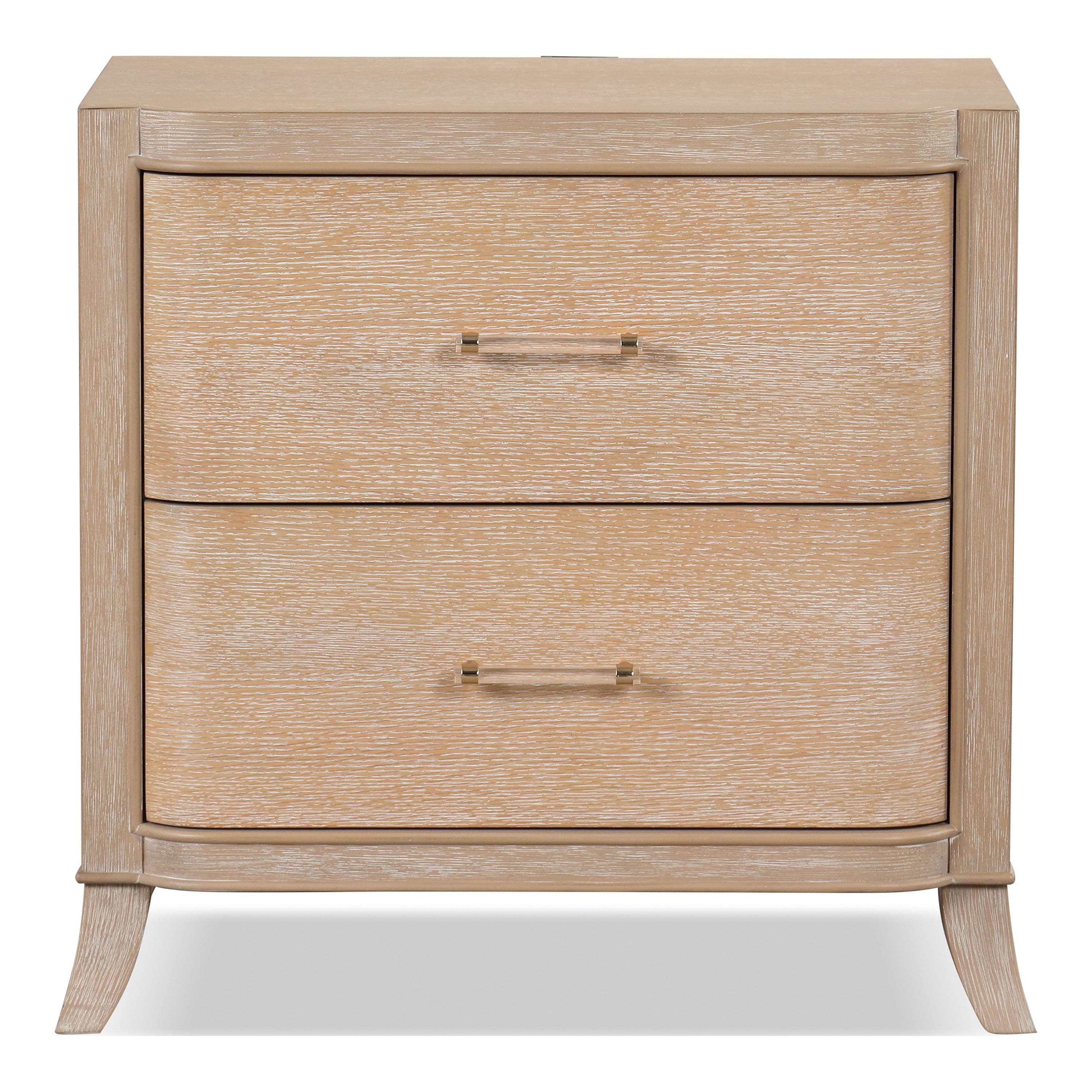 Furniture of America Enmi 2-Drawer Solid Wood Adult Nightstand with USB Port, Natural Oak