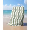 thumbnail image 4 of Sage Green Beach Towels Oversized Super Absorbent, Abstract Geometric Ocean Wave Stripe Lightweight Bath Towel Quick Dry Sets For Bathroom/Pool/Rv Camping/Beach Play/Gym Room/Picnic 30"x60", 4 of 8