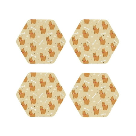 

Drink Coasters Set of 4 Cute Bone Dog Leather Coasters for Coffee Table Protector Heat Resistant Cute Coasters for Home Decor Housewarming Gifts Bar Kitchen 4 Inch Hexagon