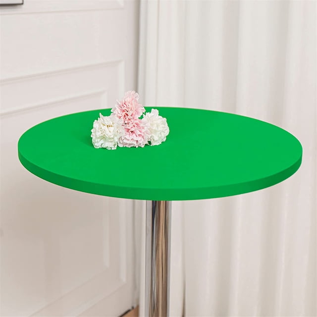 Lot de 4 Nappe Ronde Verte Ajustée pour Table de Cocktail Couverture de Table de Bar Pliante en Spandex Élastique Extensible 24 Pouces