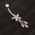 thumbnail image 4 of Navel Ring Rhinestone Flower Stainless Steel Body Piercing Jewelry Belly Ring, 4 of 10