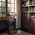 thumbnail image 3 of Yescom Support de Podium en Bois pour Églises Mariage Événement avec Étagère de Rangement Hauteur Réglable Inclinable Bureau Roulant Verrouillable Roues Marron, 3 of 10
