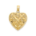 thumbnail image 3 of 14k Yellow Gold Heart Pendant Necklace for Women with Openwork Lattice, Marquise Petal Floral Design, Elegant Romantic Jewelry for Everyday or Layered Wear, 3 of 6