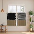 thumbnail image 2 of Brown Black Kitchen Curtain for Berdoom Living Room Cafe 54 Inch Length, Farmhouse Striped Modern Abstract Art Tiers Curtains Light Filtering Drapes Rod Pocket Window Treatment 2 Panels 52"Wx54"L, 2 of 8