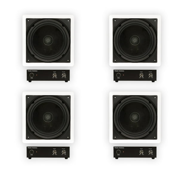 Theater Solutions TS1000 Flush Mount 10" Subwoofer Speaker and Amp 4 Pack