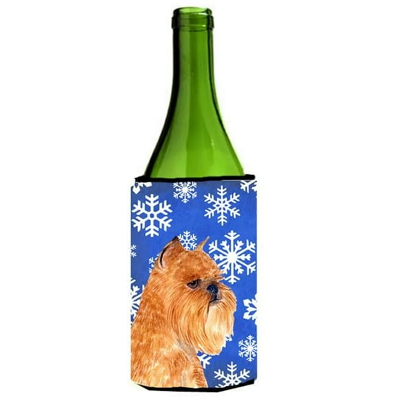 Brussels Griffon Winter Snowflakes Holiday Wine bottle sleeve Hugger 24 oz.