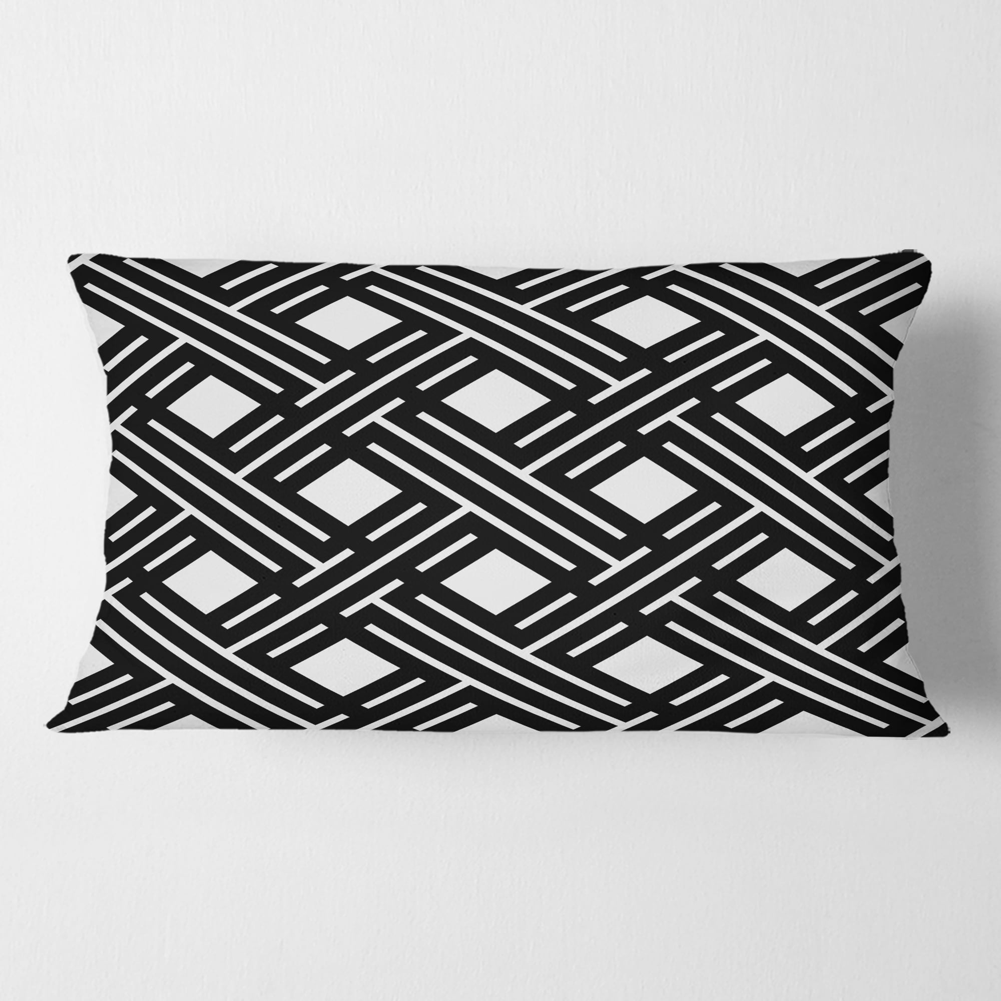 Designart Monochrome Geometric Pattern II' Mid-Century Modern Throw Pillow - 12x20
