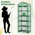 thumbnail image 3 of Costway 27” x 19” x 75” Mini Greenhouse with 5 Tier Shelves, PE Cover, Roll-Up Zipper Door Green, 3 of 11
