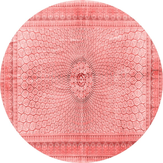 Ahgly Company Indoor Round Medallion Red Traditional Area Rugs, 5' Round