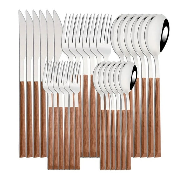 Stainless Steel Silverware Set 30PCS Flatware Cutlery Set Fork and Spoons Dinnerware Knife