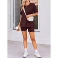 thumbnail image 4 of Weardear Maternity Sets 2 Piece Outfits Drop Shoulder Short Sleeve Split Side Shirts and Biker Shorts Summer Pregnancy Clothes, 4 of 6