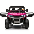 thumbnail image 5 of FUNRIDE 24V Ride on Toys UTV with Remote Control, 2 Seater Electric Cars for kids, 400W Ride on Dump truck w/ Tipping Bucket Trailer, Shovel, Spring Suspension, Bluetooth Music, Pink, 5 of 7