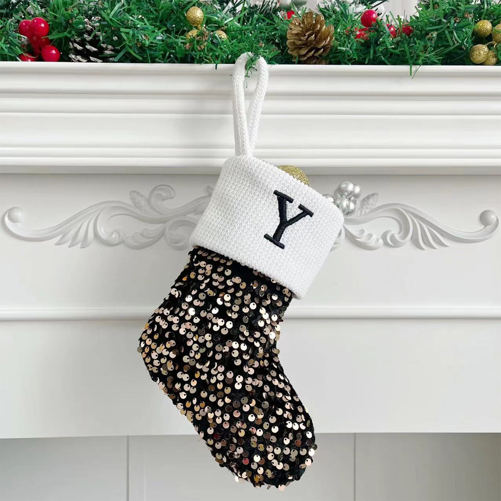 Christmas Socks Christmas Letter Solid Stocking Wool Pendant