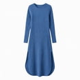 thumbnail image 5 of Ashirexll Casual Dresses for Women Winter Knit Long Sleeve Round Neck Solid Color Sweater Dress with Side Pockets and Side Slit Hem, 5 of 7