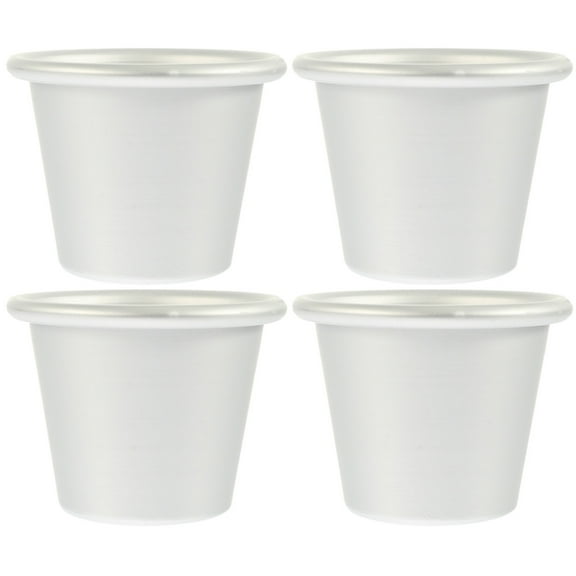 PAMINGONO 4Pcs Pudding Cup Molds Silver Aluminum for Mini Cake Baking and Pastry Making